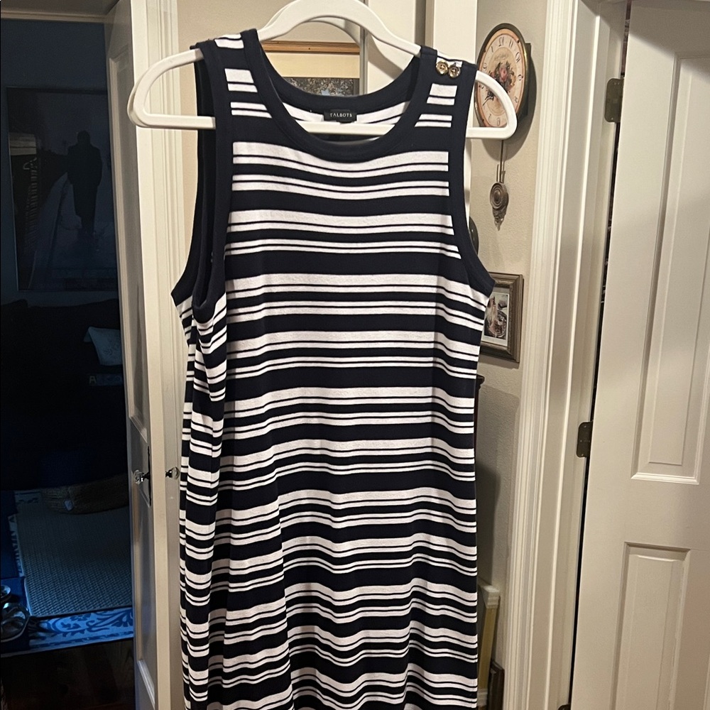Talbots Striped Sleeveless Midi Dress